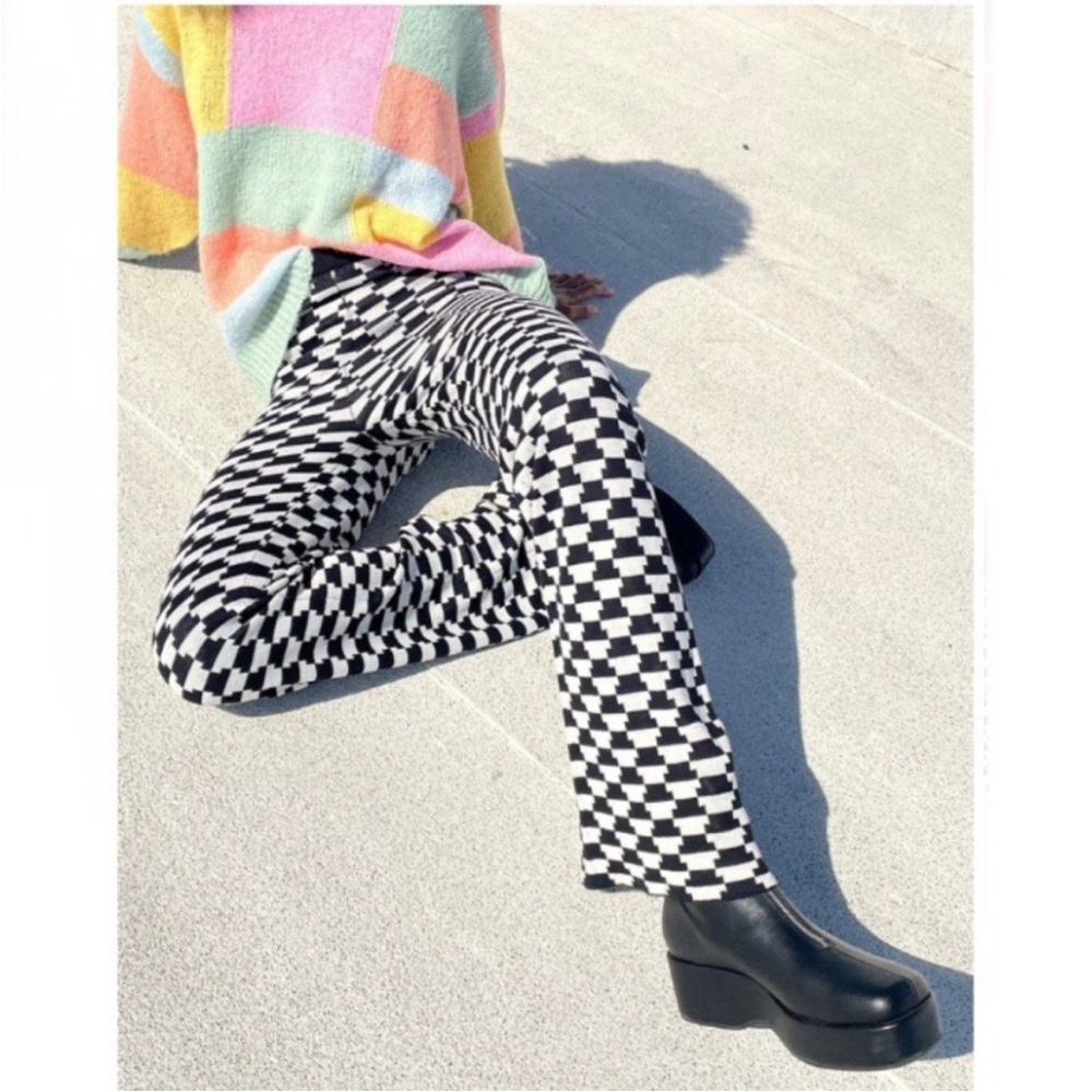 Lisa Says Gah Luca Knit Vintage Rug Checkered Pants in Size XS/Small